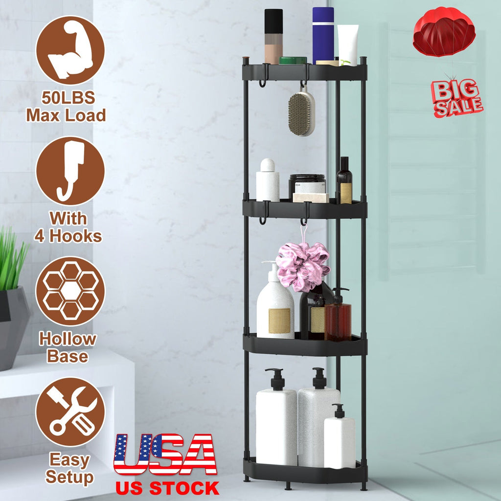 4-Tier Corner Shower Caddy with Hooks