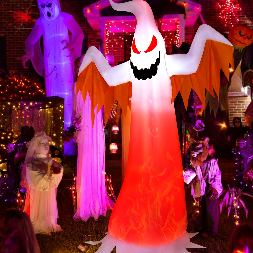 8-ft Halloween Ghost Inflatable with Flame-Effect LEDs