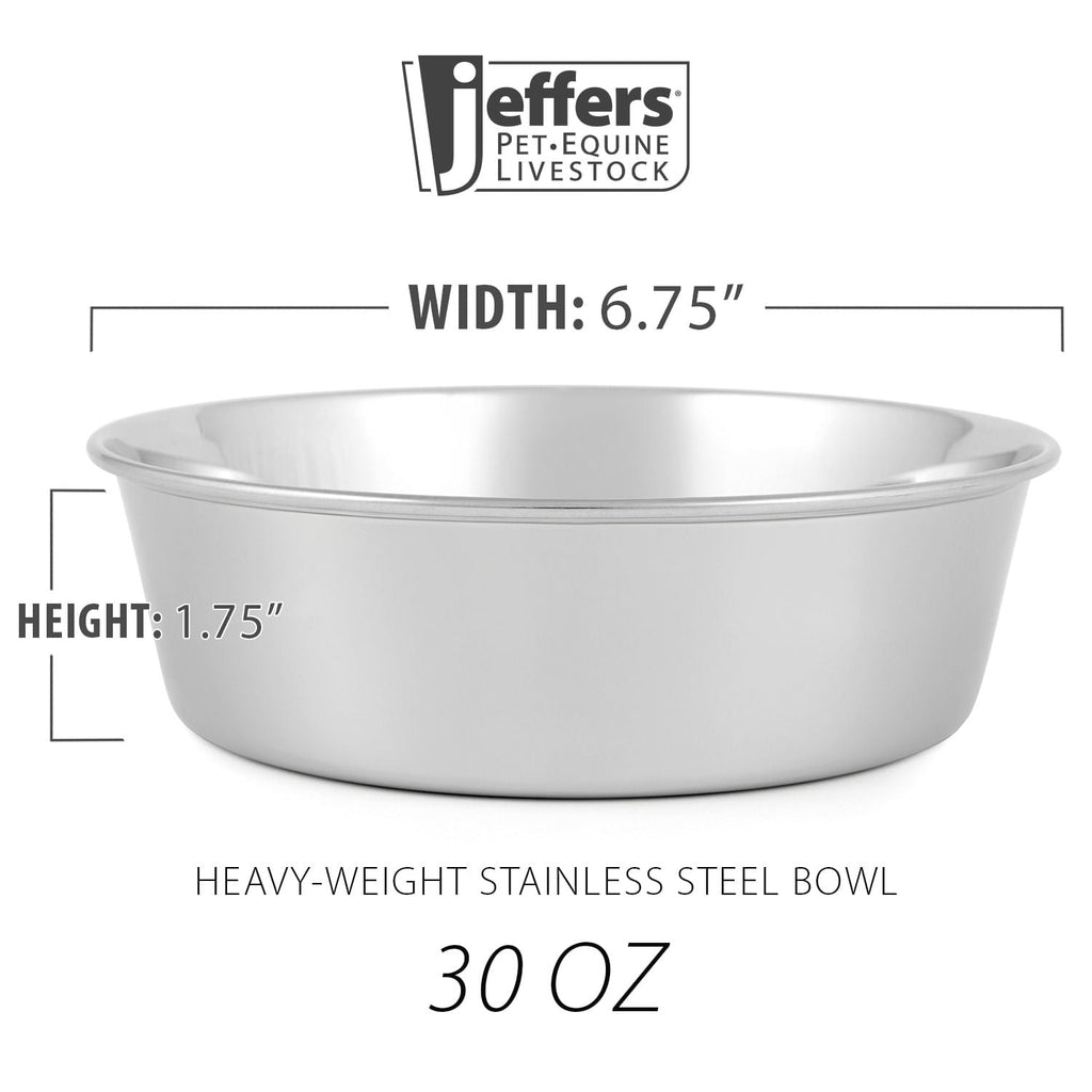 Jeffers Heavy Weight Stainless Steel Pet Bowls – Durable Pet Food & Water Dish, Chew-Resistant, Dishwasher Safe
