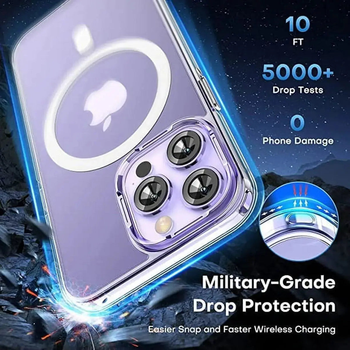 Entronix Bundle Compatible with iPhone 14 Plus - [Magnetic] Clear Case, 1 Clear Screen Protector & 1 Camera Lens Protectors