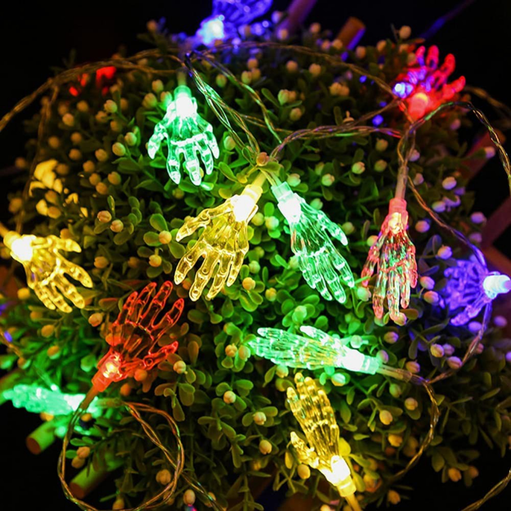 Battery-Powered Halloween Ghost Hand String Lights