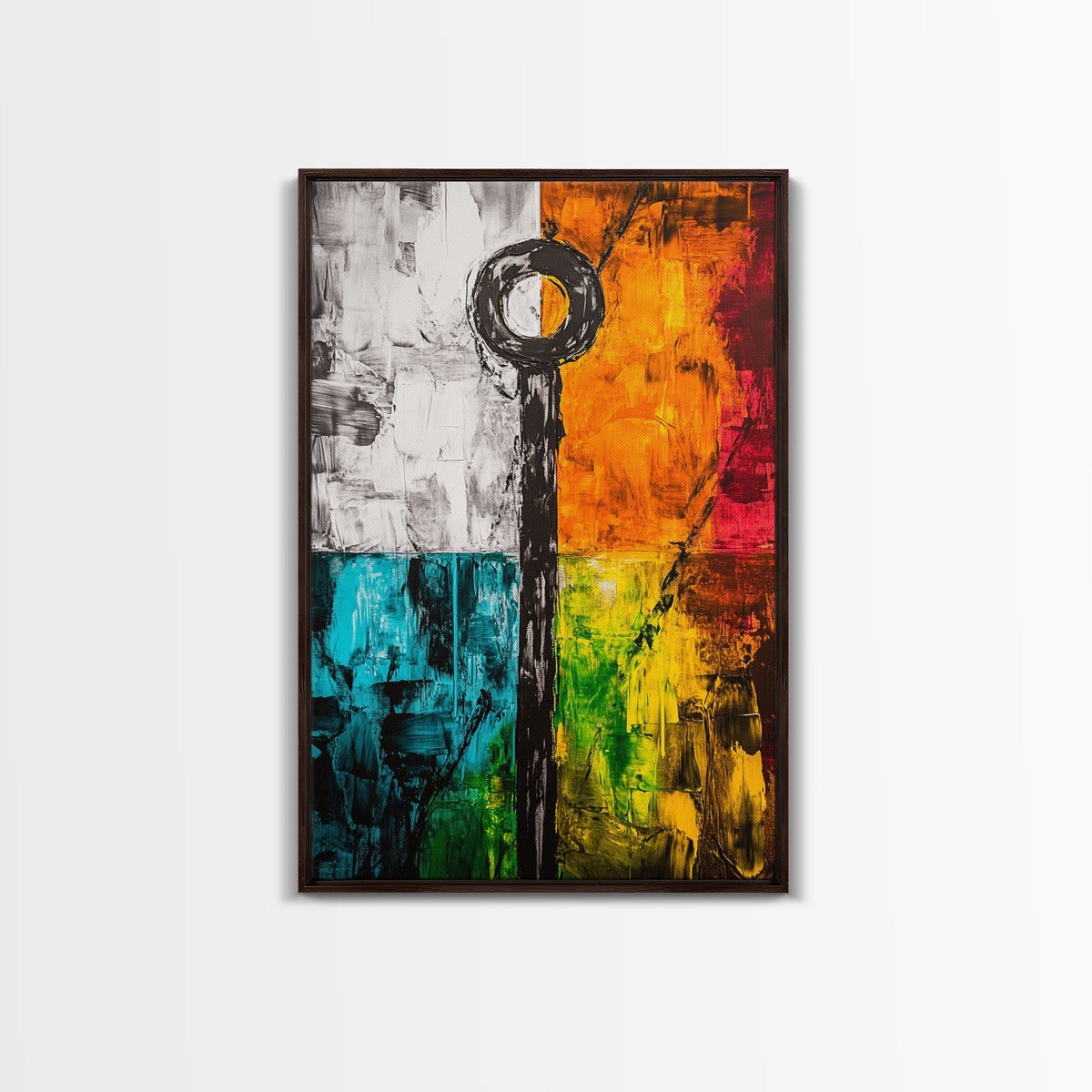 Abstract Color Blocks, Modern Geometric Art, Vibrant Home Wall Decor, Bold Colorful Painting, Contemporary Design, Framed Canvas Print