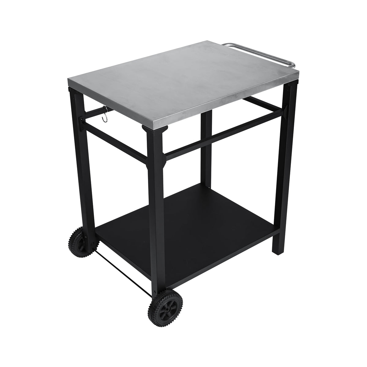 2-Tier Outdoor Grill Prep Cart with Stainless Steel Top