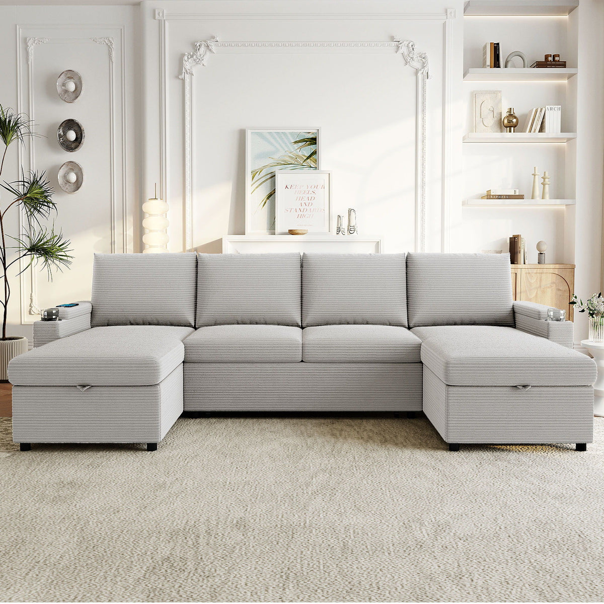U Shaped Sectional Sofa Bed with