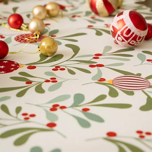 Fennco Styles Holiday Berries and Leaves Christmas Table Runner - Multicolored Festive Table Cover for Winter Holidays, Home Decor, Family Gatherings