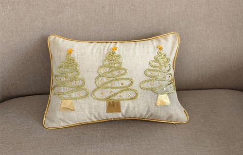 Fennco Styles Gold Trio Trees Pillow, 12 × 18 in