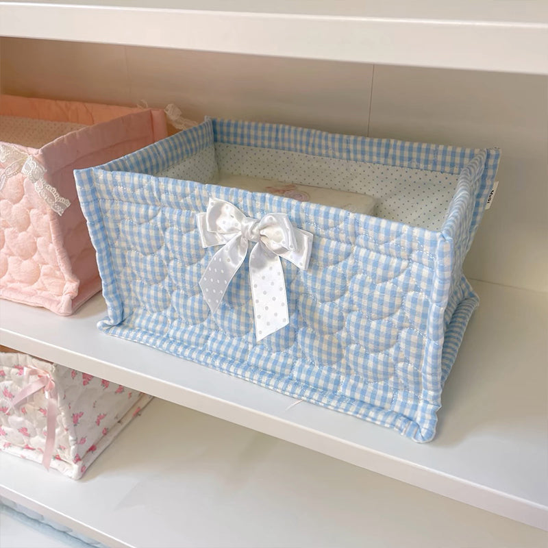 Quilted Square Desktop Storage Basket