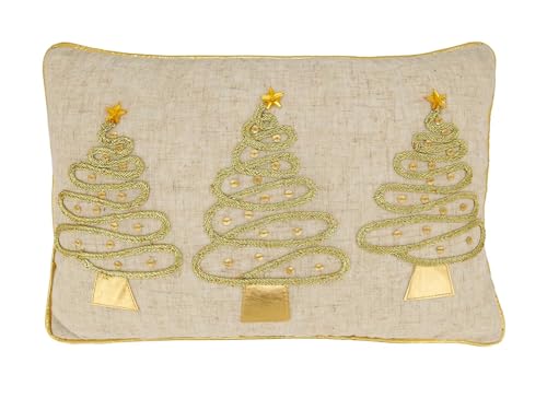 Fennco Styles Gold Trio Trees Pillow, 12 × 18 in