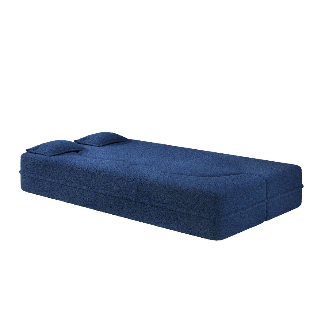 Modern Floor Sleeper Sofa Bed with 2 Pillows - Convertible Twin Size Folding Futon