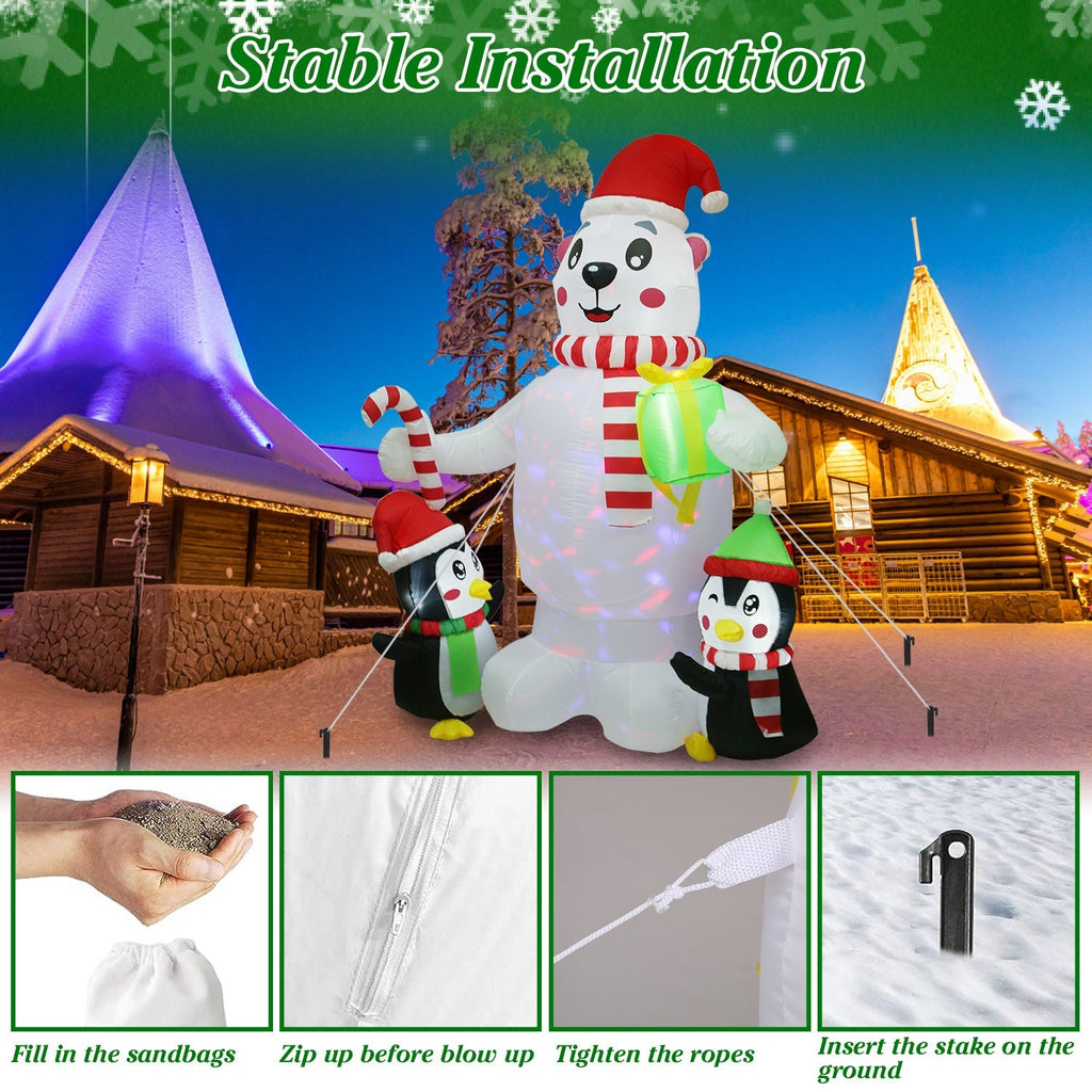 Polar Bear & Penguin Christmas Inflatable, 5.9 ft