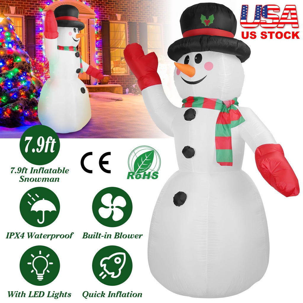 Light-Up Christmas Snowman Inflatable, 7.9 ft