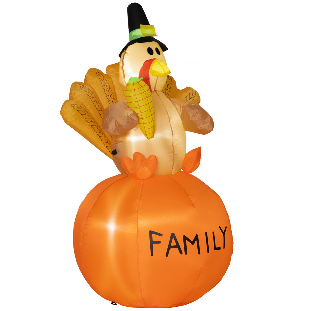 HOMCOM Light-Up Thanksgiving Turkey Inflatable, 4.9 ft