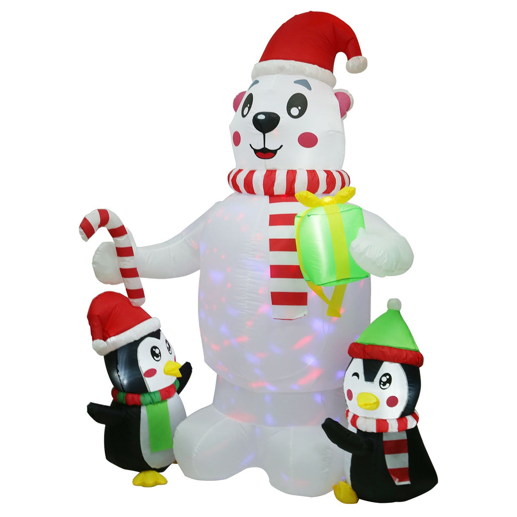 Polar Bear & Penguin Christmas Inflatable, 5.9 ft