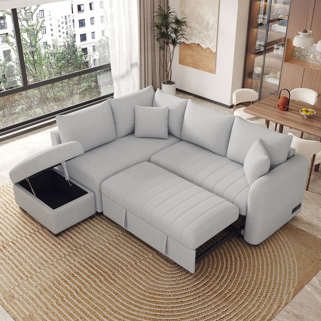 L-Shaped Sectional Pull Out Sofa Bed