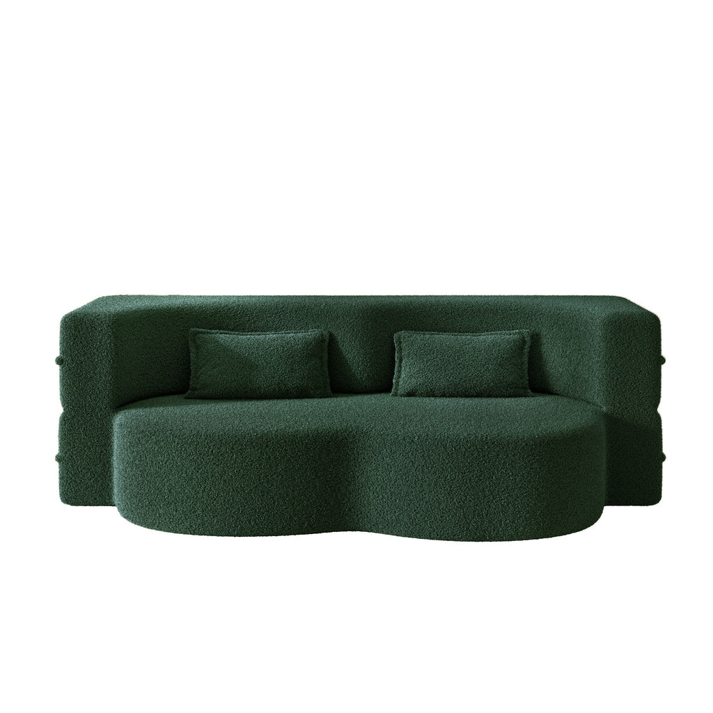 Modern Floor Sleeper Sofa Bed with 2 Pillows - Convertible Twin Size Folding Futon