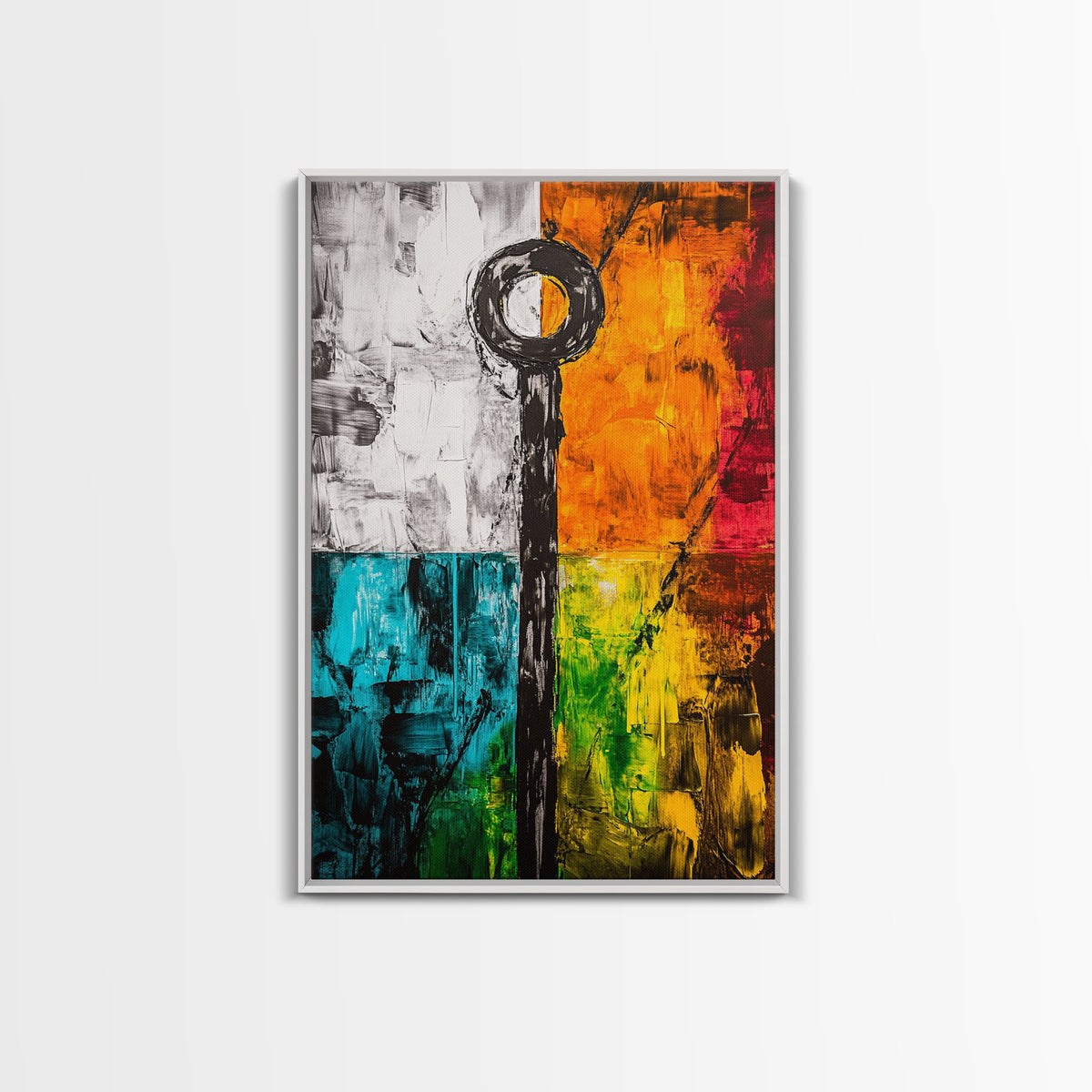 Abstract Color Blocks, Modern Geometric Art, Vibrant Home Wall Decor, Bold Colorful Painting, Contemporary Design, Framed Canvas Print