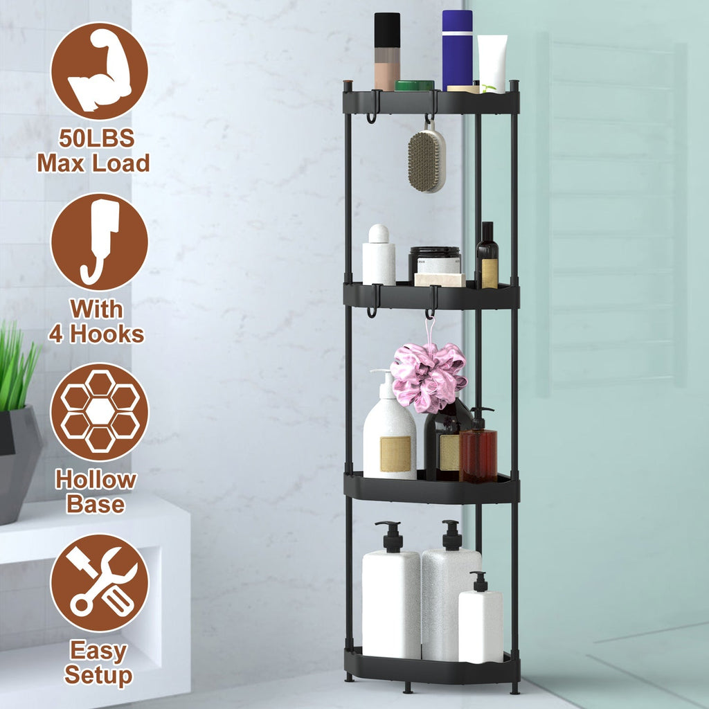 4-Tier Corner Shower Caddy with Hooks
