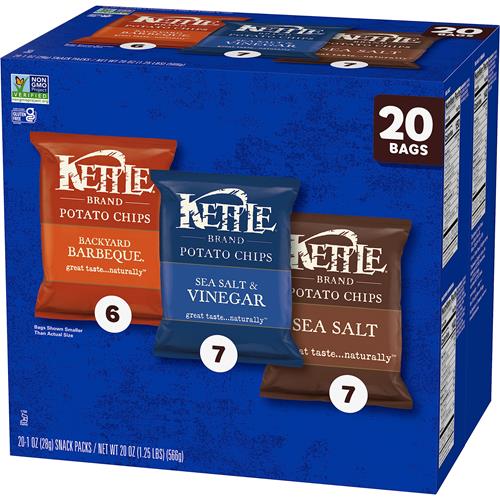 Kettle Brand Potato Chips Variety Pack, 1 Oz, 20 Ct