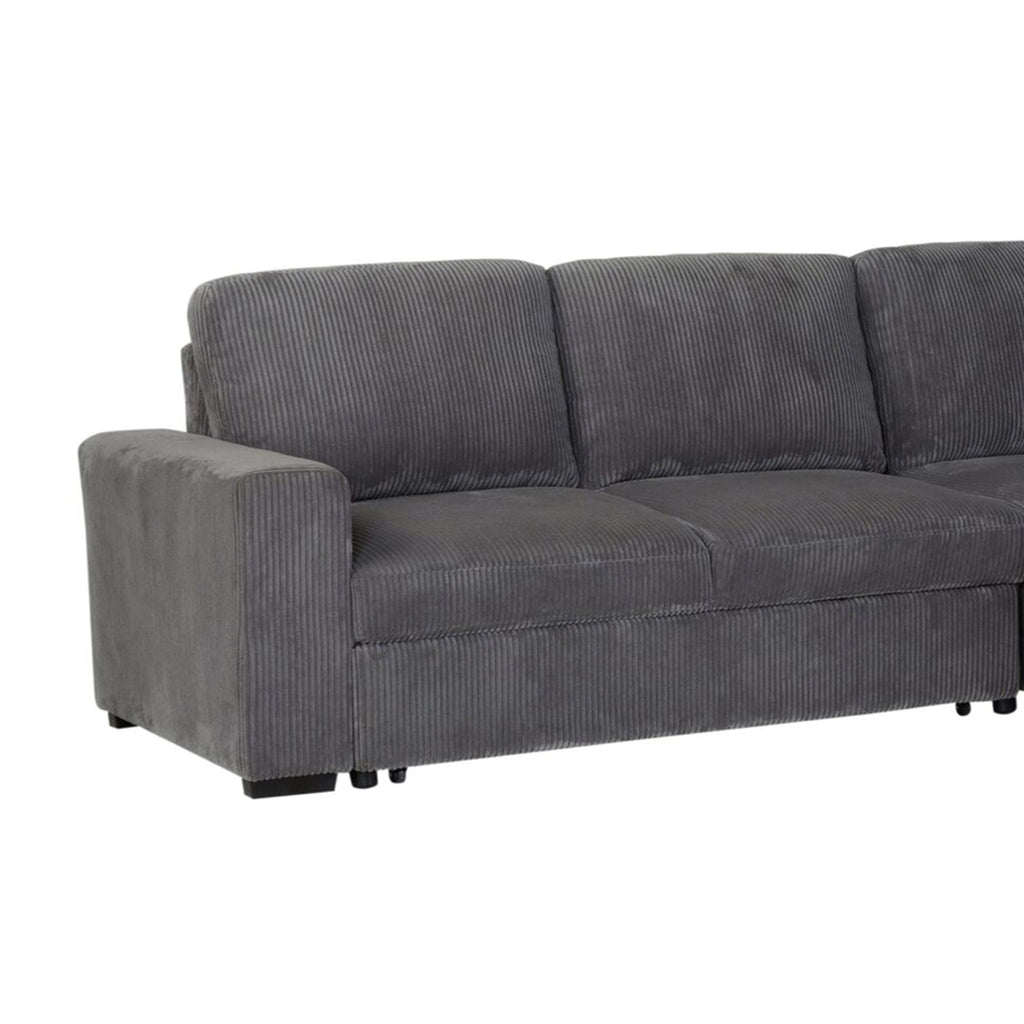 Dark Gray Sleeper Sectional Sofa with Pullout Bed - Contemporary Comfort