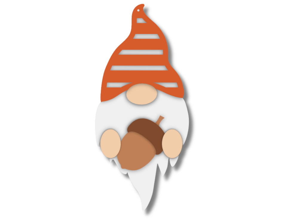 Unfinished Layered Gnome Sign with Acorn