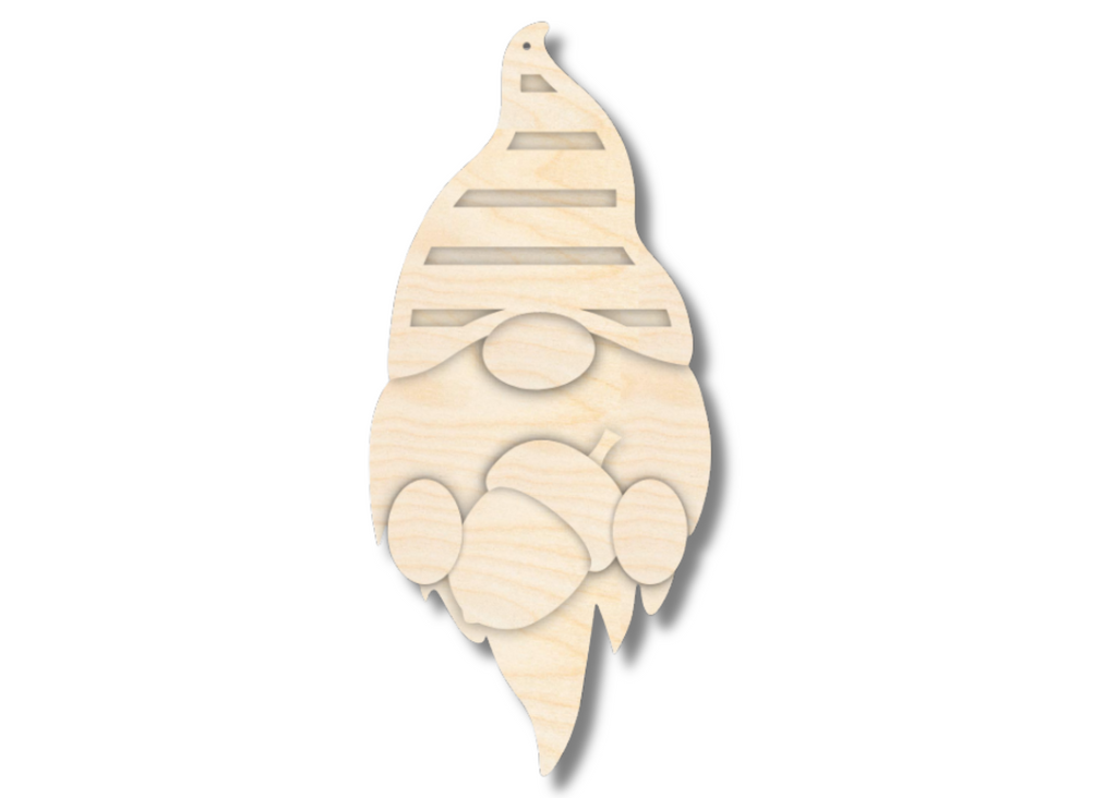 Unfinished Layered Gnome Sign with Acorn