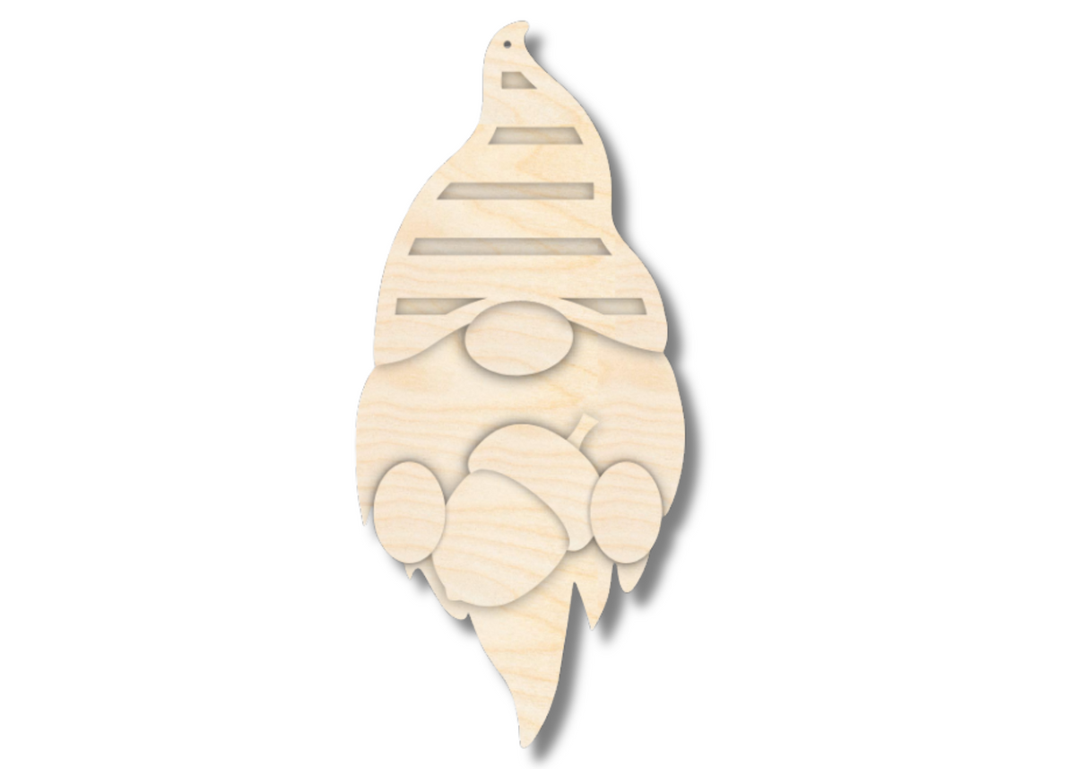 Unfinished Layered Gnome Sign with Acorn