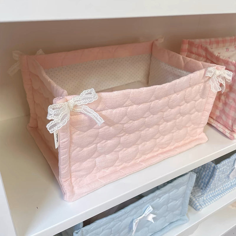 Quilted Square Desktop Storage Basket