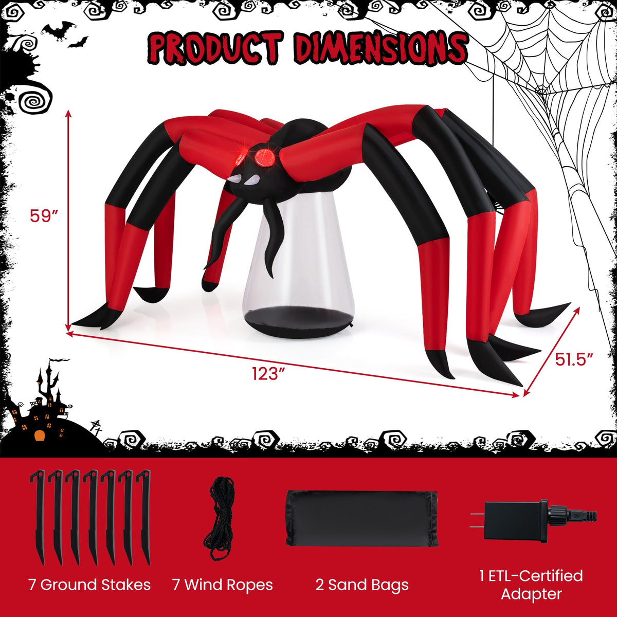 10-ft Light-Up Halloween Spider Inflatable