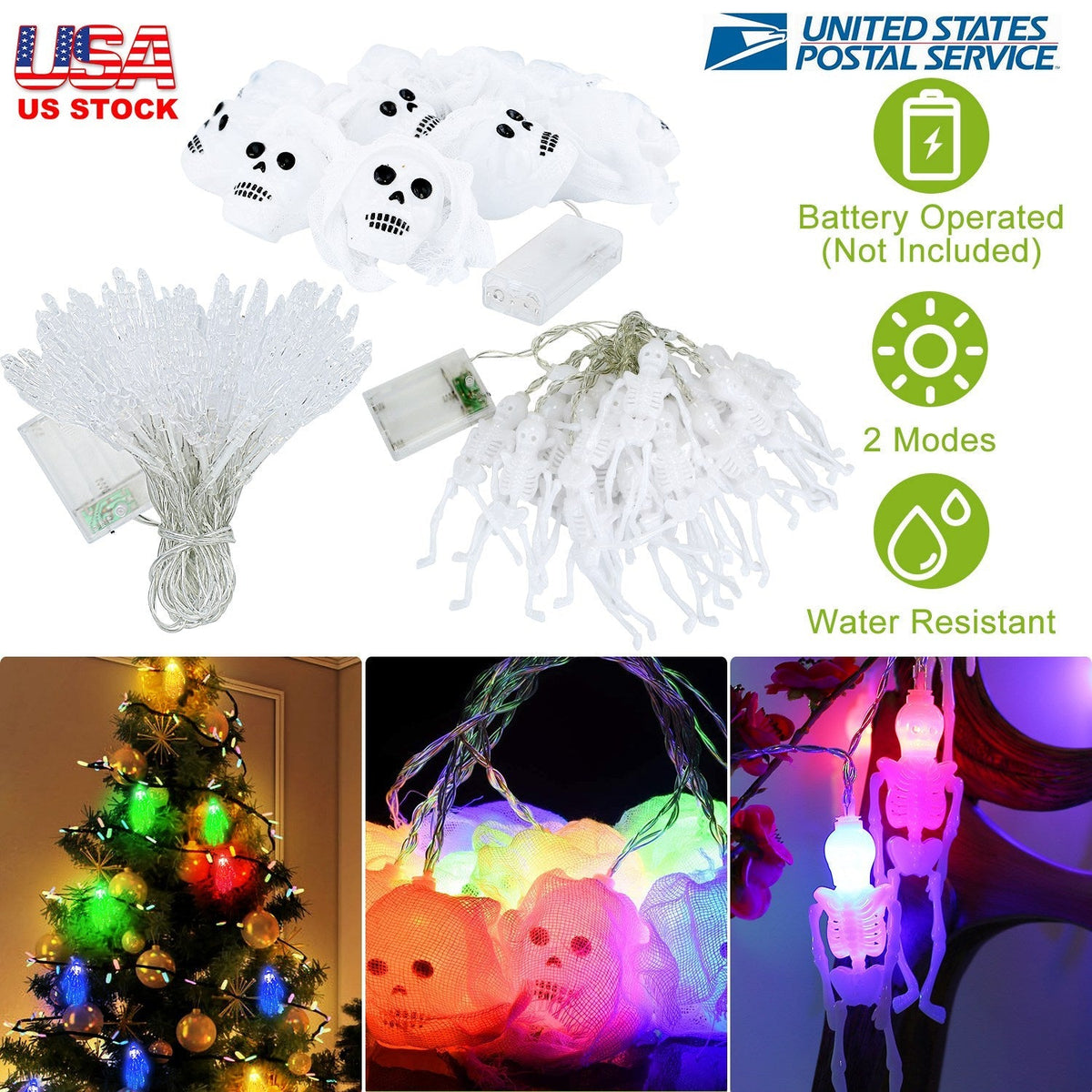 Halloween String Lights, 3-Piece Set, 50 LEDs