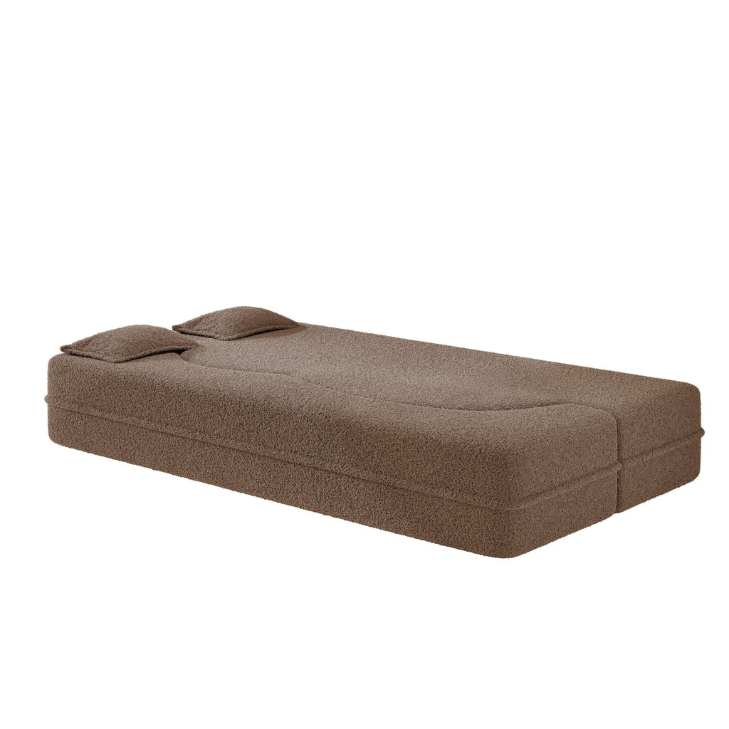 Modern Floor Sleeper Sofa Bed with 2 Pillows - Convertible Twin Size Folding Futon