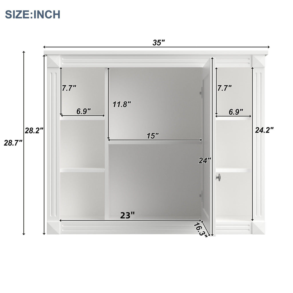 Bathroom Wall Cabinet with Mirror & Towel Rod