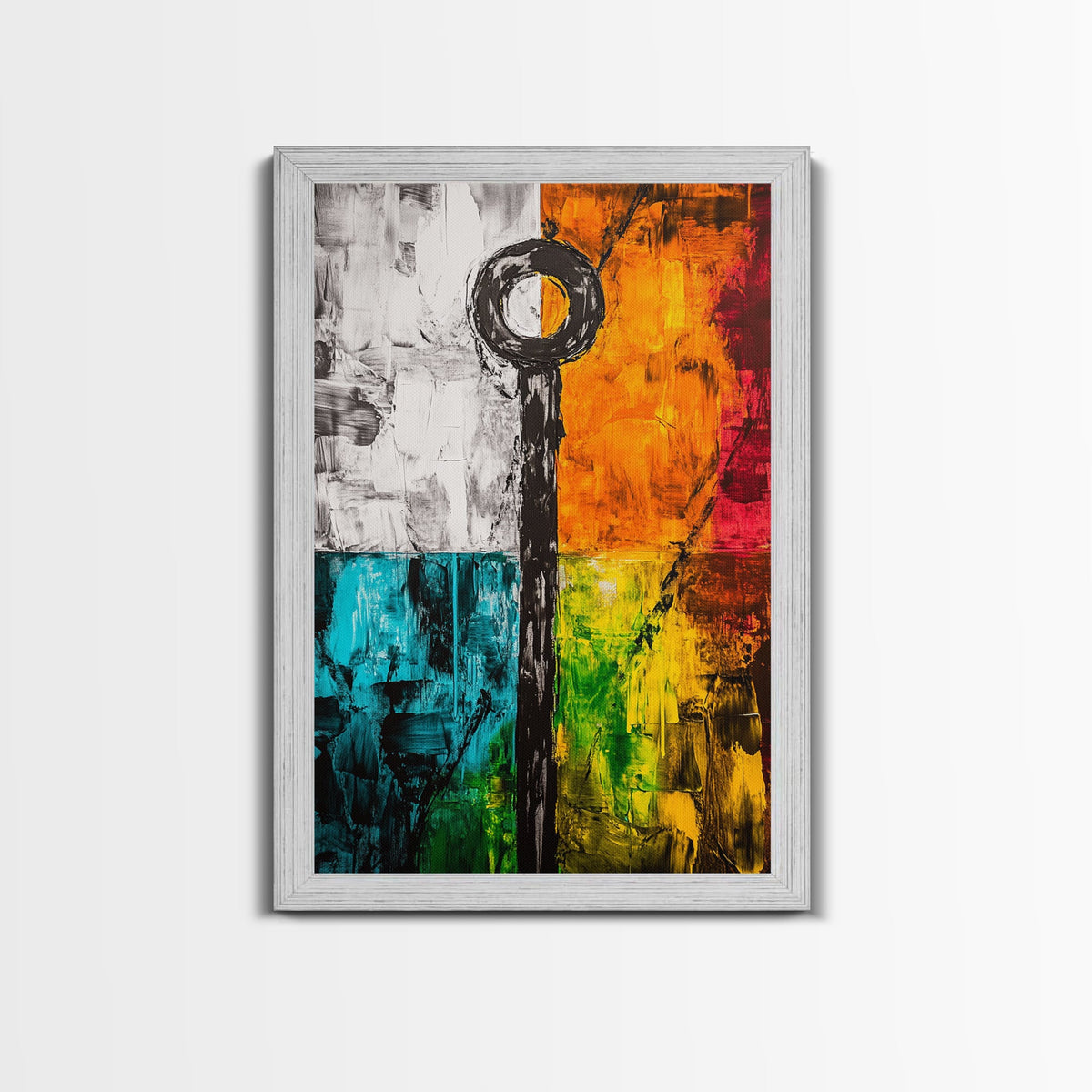 Abstract Color Blocks, Modern Geometric Art, Vibrant Home Wall Decor, Bold Colorful Painting, Contemporary Design, Framed Canvas Print