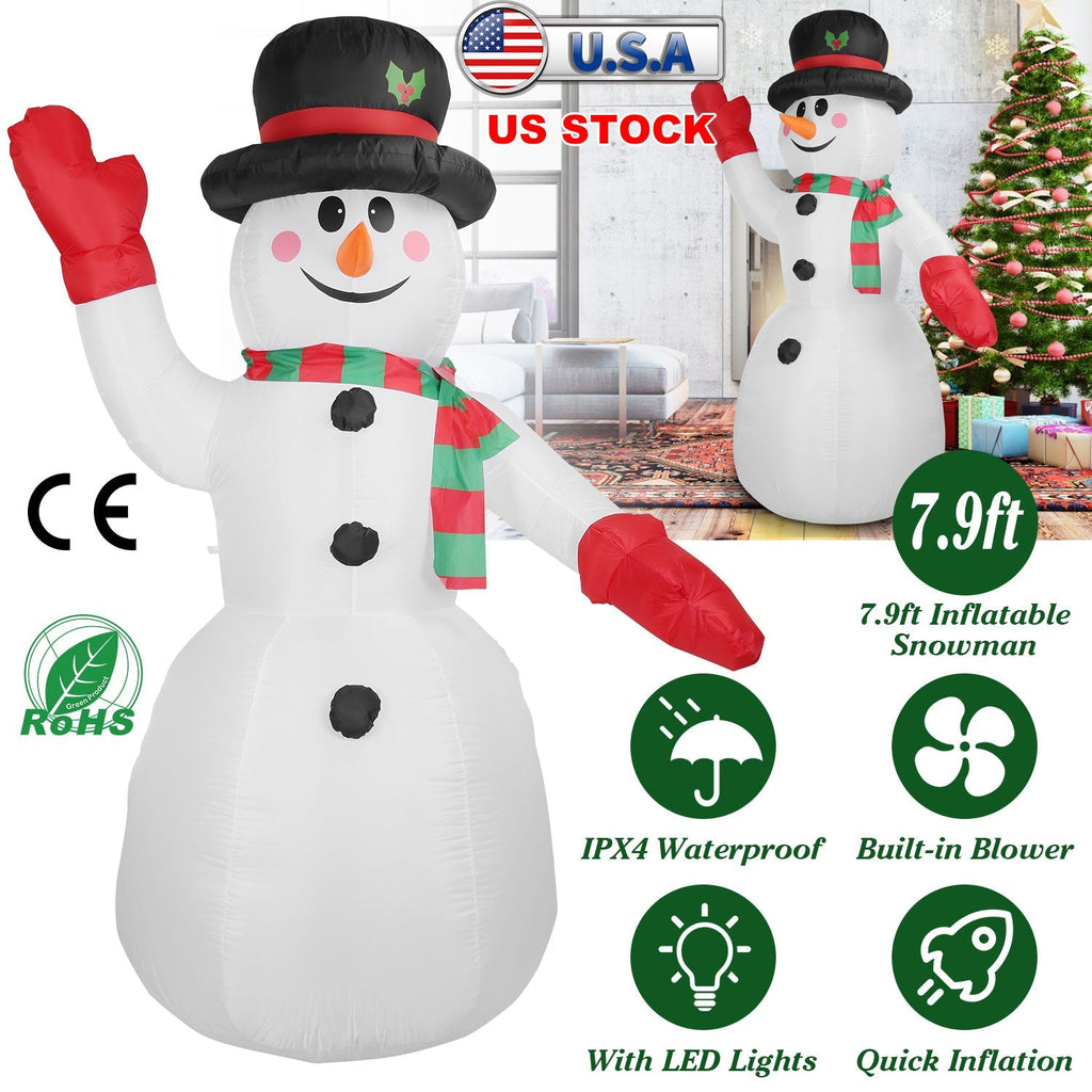 Light-Up Christmas Snowman Inflatable, 7.9 ft