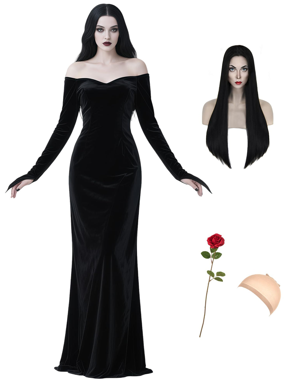 Women's Gothic Dress Costume Set, Large