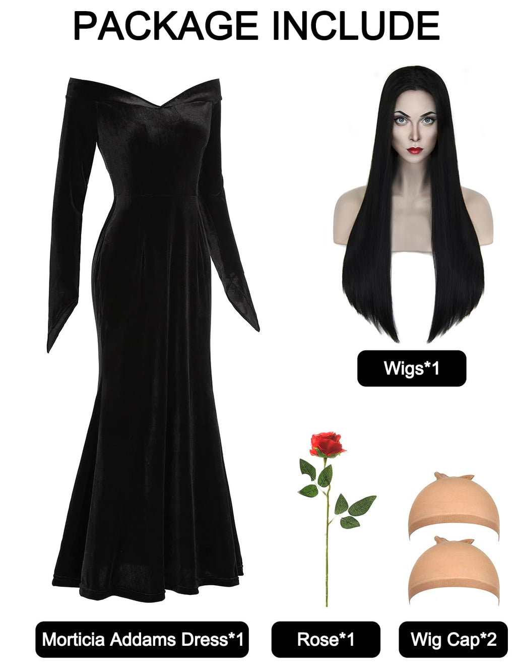 Women's Gothic Dress Costume Set, Large