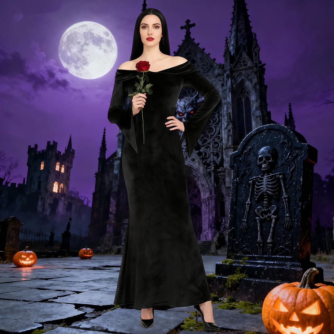 Women's Gothic Dress Costume Set, Large