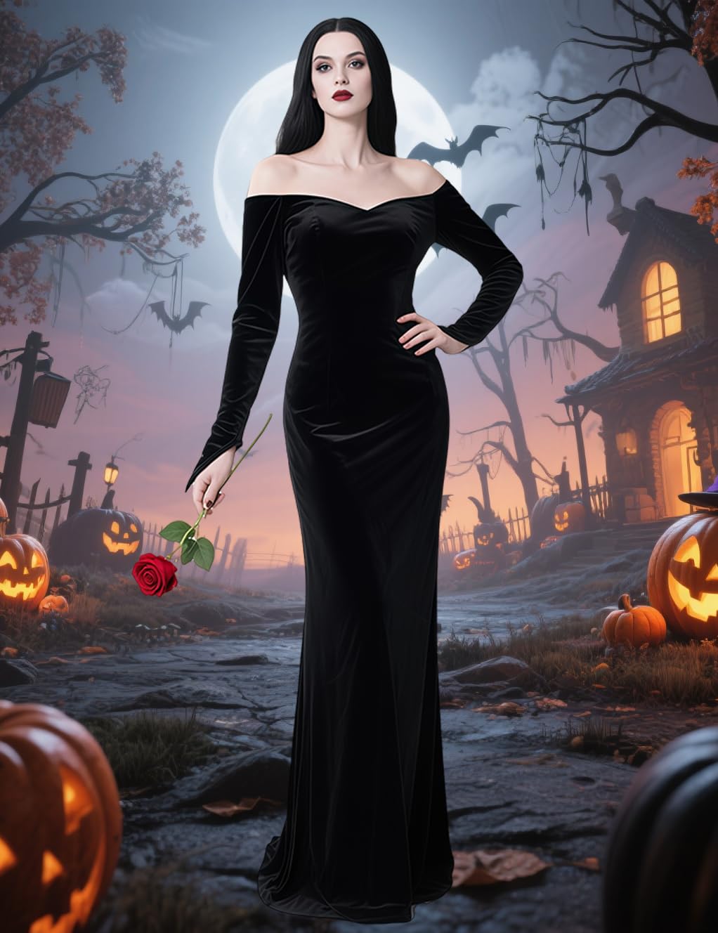Women's Gothic Dress Costume Set, Large