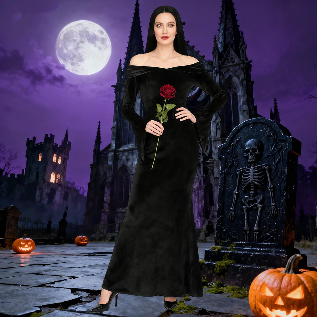 Women's Gothic Dress Costume Set, Large