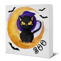 HIJIE Black Cat & Bat Wooden Sign, 5 × 5 in