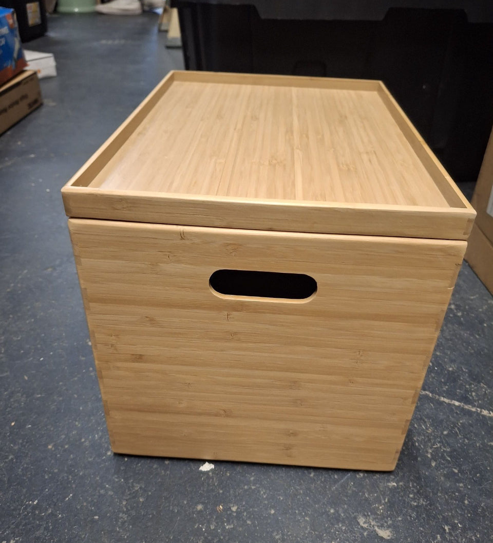Open Box New  BAMOTTO Lidded Bamboo Storage Bins & Box/Cube/Basket, Home Kitchen and Office Storage Boxes with Handles & Stackable for Organizer Table