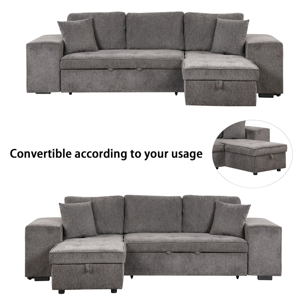 Modern L-Shape 3 Seat Reversible Sectional