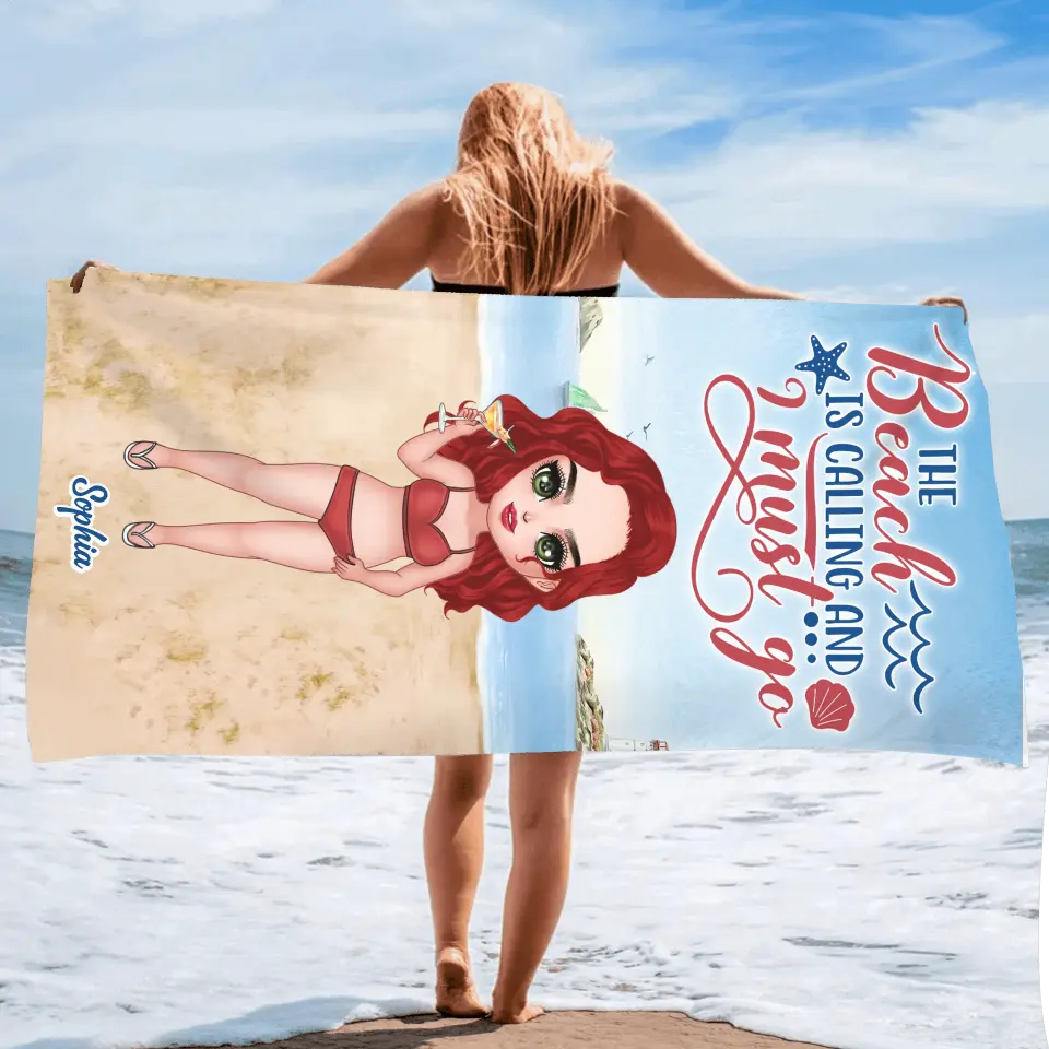 Custom Personalized Beach Girl Beach Towel