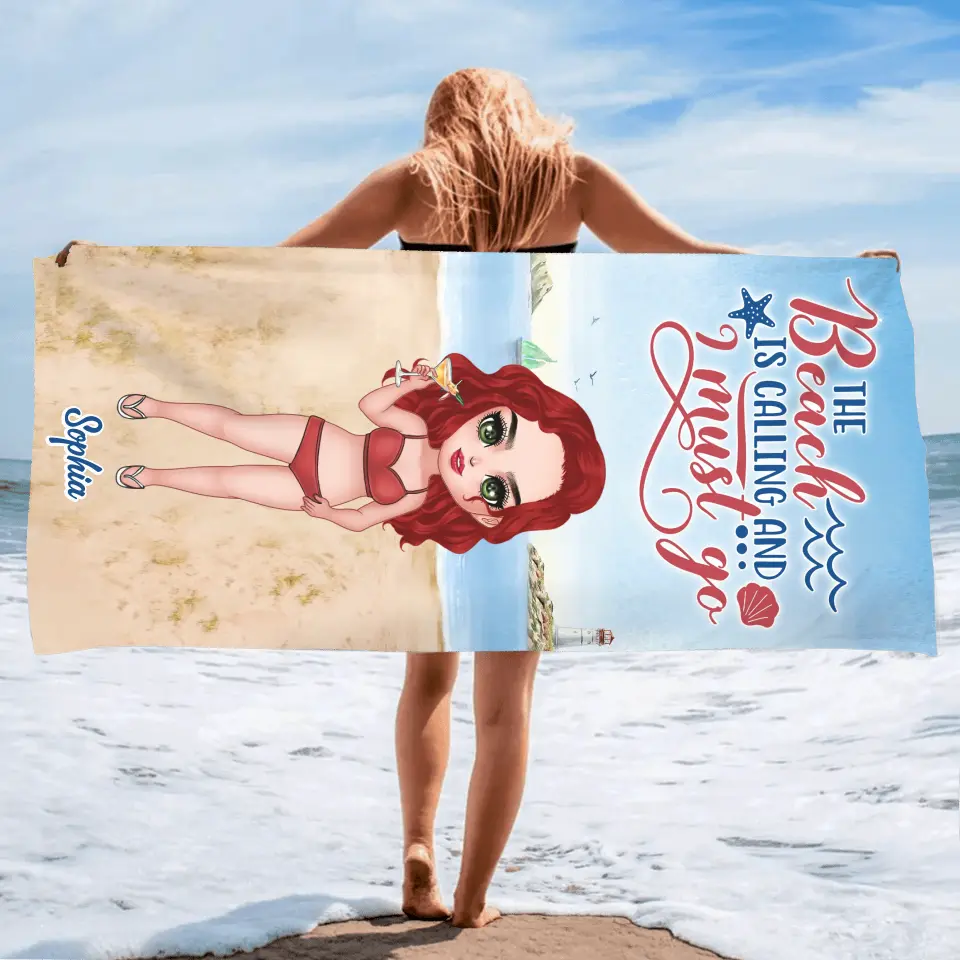 Custom Personalized Beach Girl Beach Towel