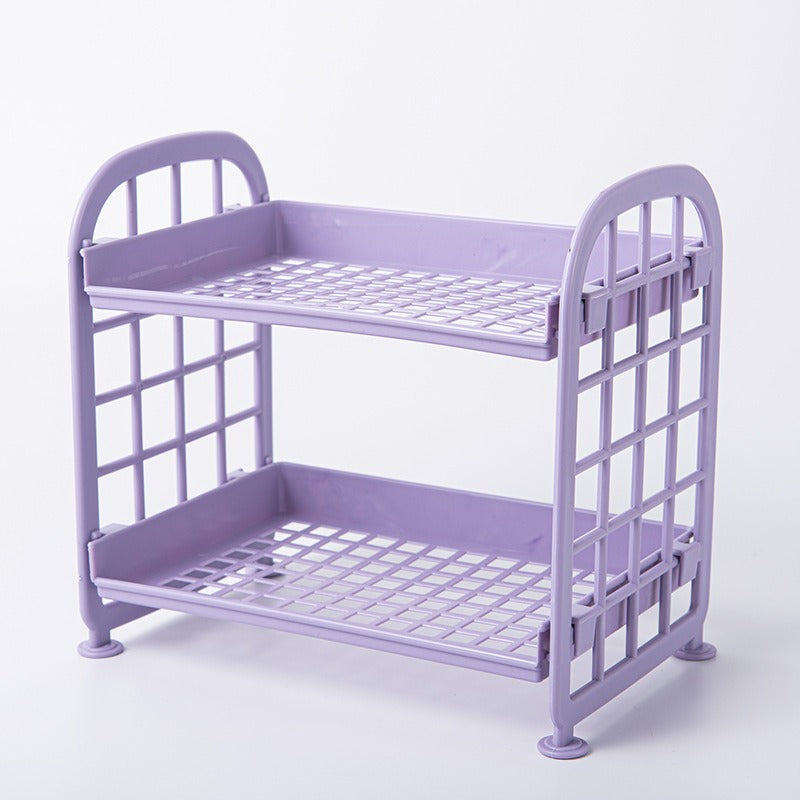 Double Storage Rack Kitchen Small Shelf Desktop Storage Rack Bathroom Sink Plastic Organizing Rack