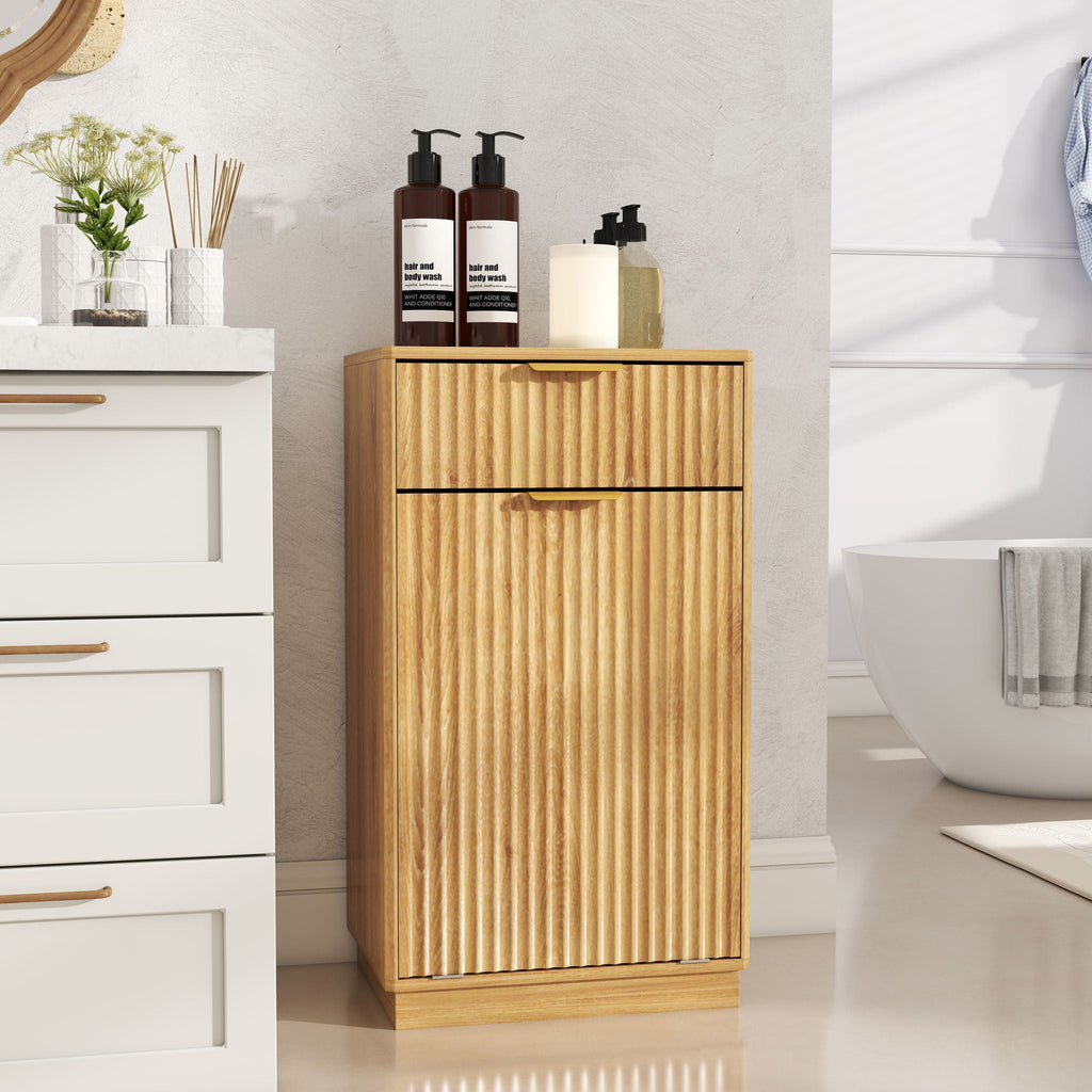 Tilt-Out Trash Cabinet with Wave-Textured Drawer