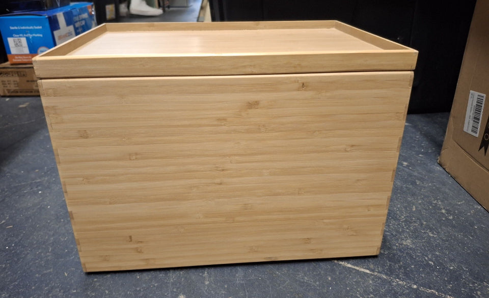 Open Box New  BAMOTTO Lidded Bamboo Storage Bins & Box/Cube/Basket, Home Kitchen and Office Storage Boxes with Handles & Stackable for Organizer Table