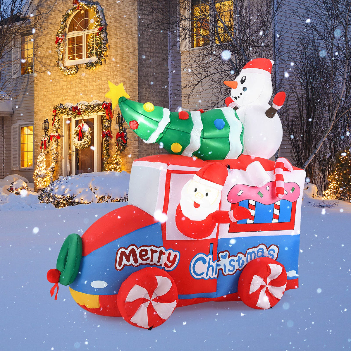 Light-Up Santa Car Inflatable, 6 ft