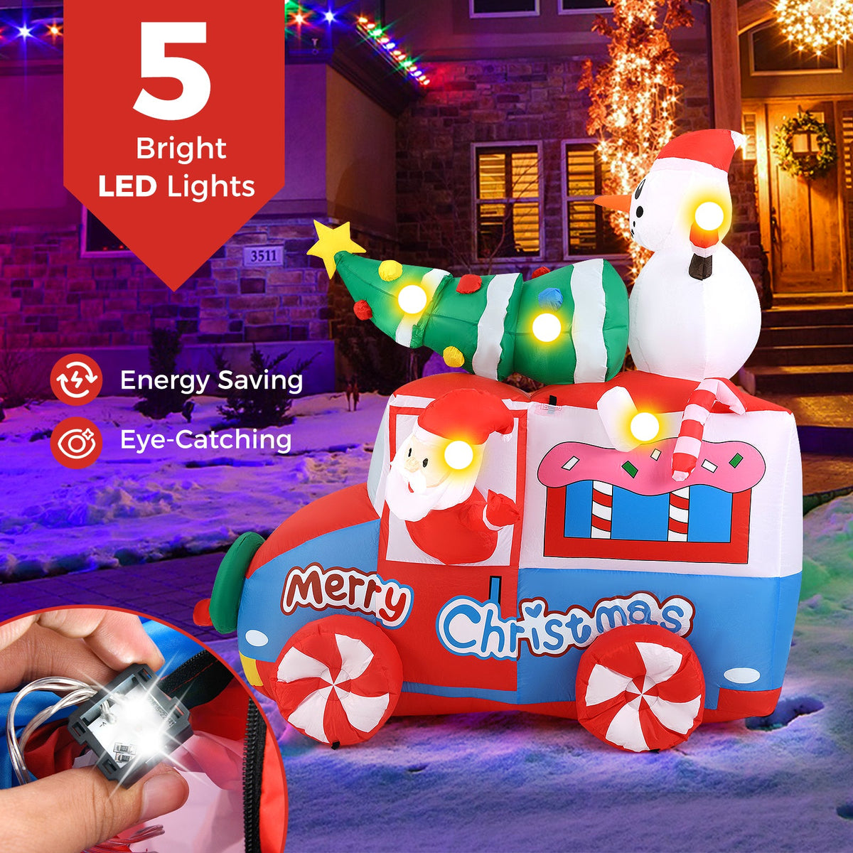 Light-Up Santa Car Inflatable, 6 ft