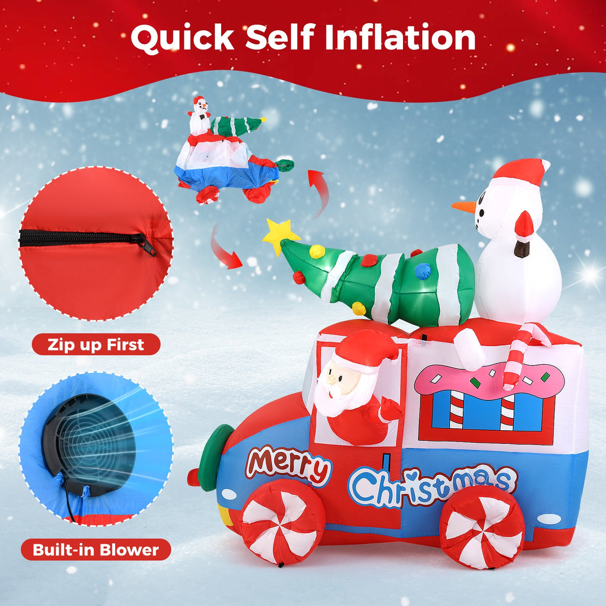 Light-Up Santa Car Inflatable, 6 ft