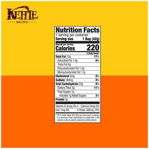Kettle Brand Potato Chips, Backyard Barbeque Kettle Chips, Snack Bag, 1.5 Oz